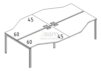 Мебель для персонала Рабочая станция со столами эргономичными "Техно"на металлокаркасе DUE Б2 187-2 БП