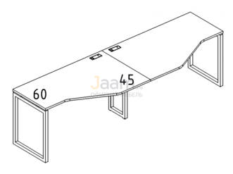 Мебель для персонала Рабочая станция со столами эргономичными "Техно" на металлокаркасе QUATTRO Б4 051-2 БП