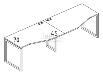 Мебель для персонала Рабочая станция со столами эргономичными "Техно" на металлокаркасе QUATTRO Б4 065-2 БП