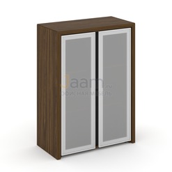 Кабинет руководителя Офисный шкаф средний широкий (2 средних фасада стекло сатин в раме) COR.ST-2.4R