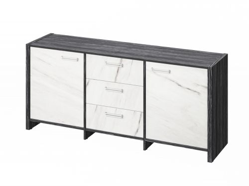 Тумба для документов Festus FI-13-01.G 1804x460x806 (Древесина Графит/Мрамор Леванто белый)