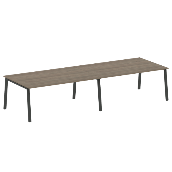 Стол для переговоров (2 столешницы) на А-образном м/к Metal System Style БА.ПРГ-2.5 3600x1235x750 (Вяз/Антрацит металл)