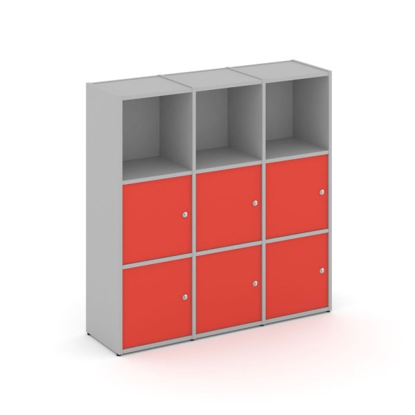 Стеллаж Locker Plus LK.K-003 1188x350x1203 (Серый | Красный)
