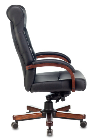 Кресло руководителя T-9928WALNUT черный кожа крестов. металл/дерево (Черный)