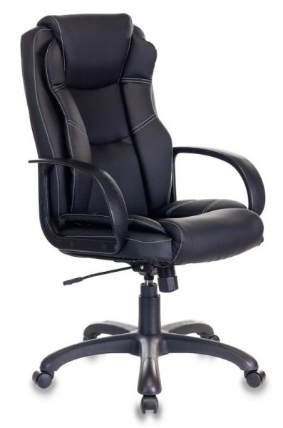 Кресло руководителя CH-839 черный Leather Black эко.кожа крестов. пластик